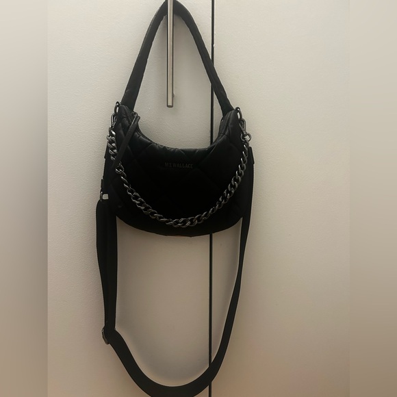 MZ Wallace Bowery Small Black Shoulder Bag with Chain Detail, 100% Authentic - Picture 6 of 9